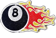 TH Flaming Eight 8 Ball Pool Black Billiards Emblem Badge Patch Biker Motorcycle Embroidered Appliqu
