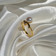 Krabi andaman pearl แหวนไข่มุกแท้เอดิสัน ขาวประกายชมพู
