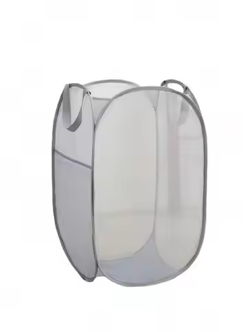 1pc Large Capacity Foldable Mesh Laundry Basket,Plain Polyester Mesh Large Laundry Hamper ,Solid Col