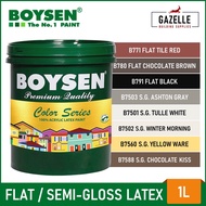 ✙✺Boysen Color Series Permacoat Latex Paint for Cement Concrete Flat Semi Gloss White - 1 Liter