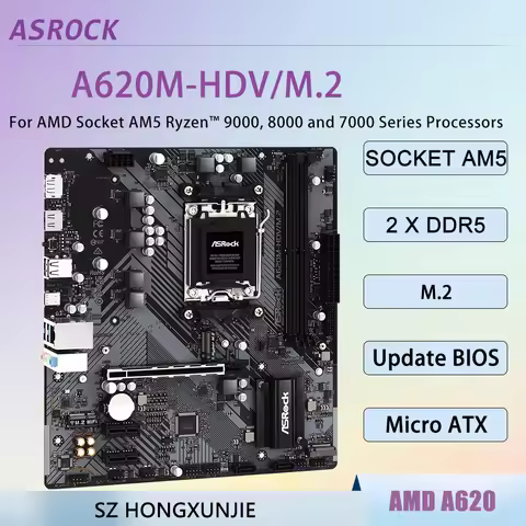 ASROCK A620M-HDV/M.2 AM5 DDR5 motherboard CPU support Ryzen 7 7800X3D 7700 9 7950X3D 7900 5 7600X 75