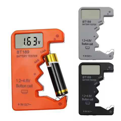 BT189 1.2~4.8V Household Battery Tester Electricity Indicator LCD Digital Display 9V AA AAA Button C