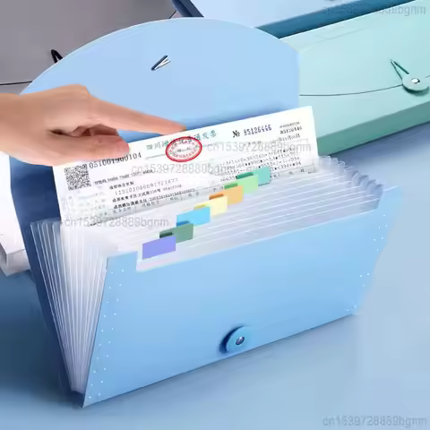 Large Capacity 13 Pocket Layer Expanding Wallet File Folder Paper Bill Invoice Receipt Storage Organ