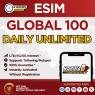 eSIM GLOBAL 100 Daily Unlimited 1-7 DAYS | eSIM Activated Instantly