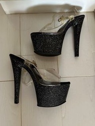 Pleaser 黑色閃令令7寸鋼管舞高跟鞋 Black Glittery Platform 7-inch High Heels / Pole Shoes 高踭鞋