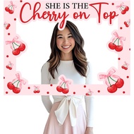 She's The Cherry On Top Photo Booth Props, Cherry Party Decorations Cute Fruit Photo Booth Prop Fram