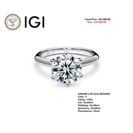 18K (750) White Gold IGI LAB GROWN DIAMOND ADELINE 2.00ct F Color 3 Excellent NONE Fluorescence (RKI