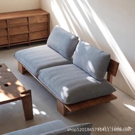Silent Style Solid Wood Sofa Small Apartment Living Room Log Double Sofa B & B Apartment Elm Tatami 