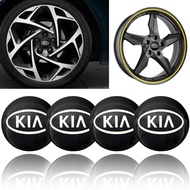 Car Center Cap 56mm Emblem Wheel sticker Hub Caps Center Mags 4pcs KIA Black/Silver