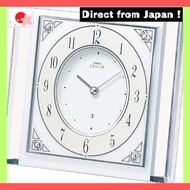 SEIKO EMBLEM Desk Clock White Marble Frame Stone Frame 140x168x70mm Quartz Analog HW565W【Japan Origi