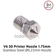 Stainless 3D Printer Nozzle E3D V6 0.25 nozzle, 1.75 Filament Diameter