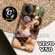 HP (GC26) Rubber Softcase VIVO V50hp | Cute Cat Motif Case | VIVO V50 Silicone Tpu Pro Camera Case |