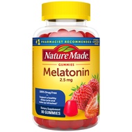 Melatonin 2.5 mg Gummies, 100% Drug Free Sleep Aid for Adults, 80 Gummies, 80 Day Supply Nature Made