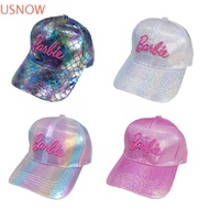 USNOW Barbie Baseball cap, Laser Pink Letter Visor Hat, Fashion Embroidered Anime Peaked Hat Barbie 