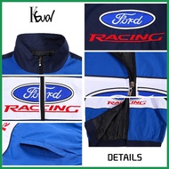 ➻ ∠ ▧ KSUAL F1 Blue Ford Racing Jacket For Men Embroidered Motorcycle Baseball Jacket With Zippe