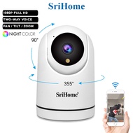 SriHome SH042 1080P FHD AI Auto Tracking Indoor IP Camera 360° PTZ WiFi CCTV Two Way Voice Color Nig