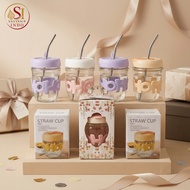 HoHo 350ml Children's & Adult Drinking Bottle + Straw Transparent HoHo Tumbler/, Spill-Proof, BPA-Fr