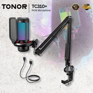 TONOR TC310+ RGB Condenser Mic w/ Boom Arm, Gaming USB Mic, Recording, Computer Desktop Mic - ( TC-3