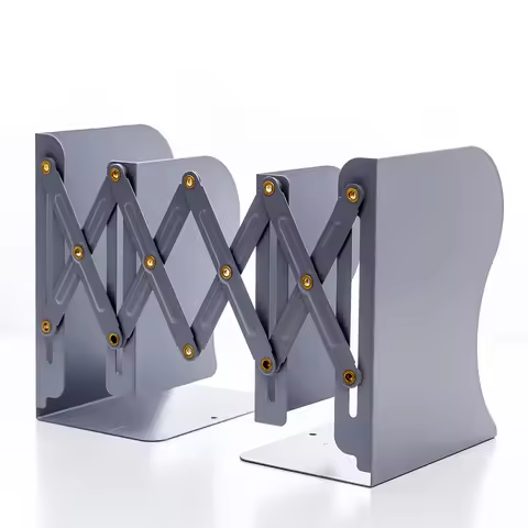 4 Color Telescopic Book Stand,Folding Bookshelf,Metal Book Stand Scalable Metal Bookends Desk Book O