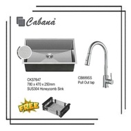 Cabana CKS7647 SUS304 Honeycomb Kitchen Sink + CB889SS/890SS Pull Out Kitchen Sink Mixer