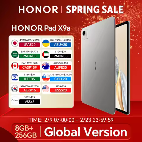 Original Global Version HONOR Pad X9a 8GB+256GB 11.5'' 2.5K 120Hz LCD Screen 8300 mAh Battery 35W Su