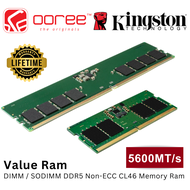 KINGSTON DDR5 VALUE RAM DESKTOP PC (DIMM) / LAPTOP NOTEBOOK (SODIMM) NON-ECC CL46 MEMORY RAM - 8GB /