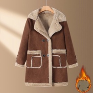 SUEDE BROWN WINTER COAT JACKET WOMAN THICK WINTER COAT JACKET