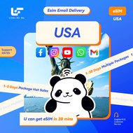 USA 美国 eSIM , High-speed 4G/5G + unlimited | 2-30 Days 1GB - 30GB Data | Email Delivery | Travel eSI