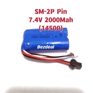 Bateri Kereta Control SM-2P Pin 7.4V(14500)2000mah RC Car Rechargeable Battery USB Charger