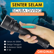 Senter LED Selam Scuba Dive Waterproof Anti Air Super Terang Kedalaman Hingga 200M T6 Senter Menyela