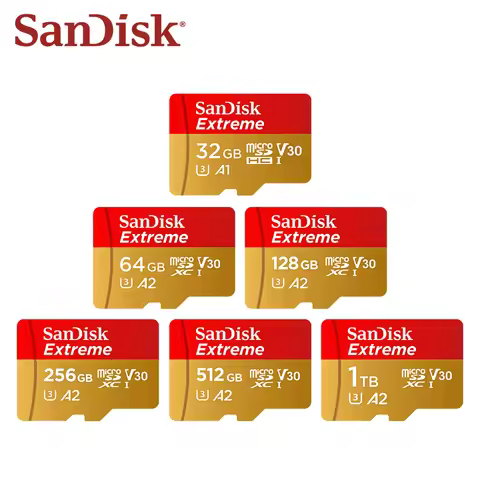 SanDisk Extreme microSDXC UHS-1 Memory Card A1 A2 U3 V30 32GB 512GB 1TB 64GB 128GB 256GB 400GB TF Ca