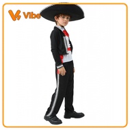 Halloween Costume  In stock Boys' Mexican Ethnic Style Outfit Set for Stage Shows, Kids' Festival Pa