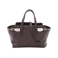 【二手】 Salvatore Ferragamo Ferragamo Gancini 兩用ブラウン皮革手提包，女士托特包，二手