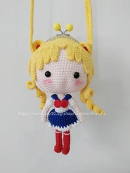 Crochet Amigurumi Anime Manga Sailor Moon Plush Doll Bag Kids Children Fancy Kiss Lock Purse
