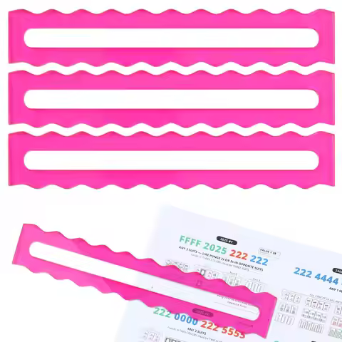 4 Pack Mahjong Line Finder Acrylic Scalloped,Solid,Rules Guide for Mahjongg Players, Alignment Reade