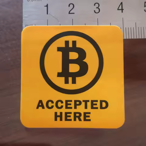 24pcs 4x4cm BITCOIN ACCEPTED HERE Self-adhesive Cyptocurrency Label Sticker for Shop Promotion Art P