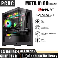 INPLAY Pc Case with Fans Computer Gaming Desktop Matx Table Tempered Glass Inplay Meteor V100 CPU Bl