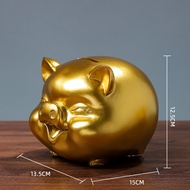 กระปุกออมสินหมูทอง กระปุกออมสินสัตว์เรซิ่น สามารถฝากได้แต่ถอนไม่ได้ ของขวัญงานฝีมือแบบหยอดเหรียญสำหรับเด็ก กระปุกออมสินของขวัญ (15x13.5x12.5cm)