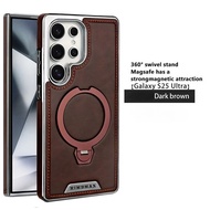 AUOVIEE เคสหนัง360 ° ที่ยึดแบบหมุนได้สำหรับ Samsung Galaxy S24 S23 S25 S25Edge มากฝาครอบป้องกันด้านห