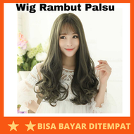 Wig Rambut Palsu Model Wavy 65 cm / Wig Rambut Palsu Wanita Cewe Cewek Perempuan Dewasa Remaja Poni Full Kepala Curly Cerli Lurus Ikal Blow Bergelombang Gelombang Ombak Belah Tengah Ekor Keriting Clip Panjang Coklat Hitam Halus Cospplay Anime Korea Asli