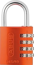 ABUS 145/40 C Aluminum Resettable Combination Padlock, 4 Dial, Orange