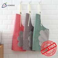 Apron Dapur Kalis Air & Minyak | Apron Jalur Kain Oxford Dengan Poket & Fungsi Lap Tangan