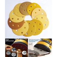 Velcro Sandpaper Polish Disc 125mm 5 inches Round 6 holes Sanding disc for Angle Grinder, Polisher G