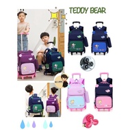 พร้อมส่ง⚡️⚡️กระเป๋านักเรียนล้อลากไต่บันไดซิลิโคน Teddy Bear