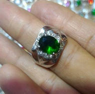 Batu Cincin Ring Stainless Polos Green Aquamarine