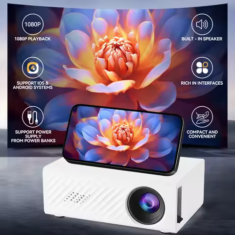Mini Portable Projector, Home LED Portable Projector, HD Resolution Projector, Can Connect to a Mobi