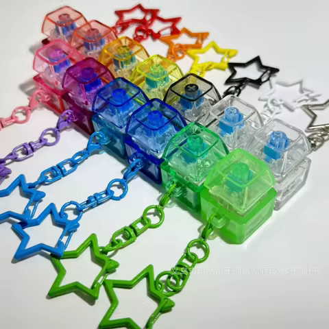Portable Mechanical Keyboard Button Keyring Fingertip Stress Relief ASMR Sensory Pentagram Pendant W