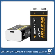 BESTON Constant Voltage USB 9V Rechargeable Li-ion Battery Portable Micro USB 9 Volt 1000mAh Battery