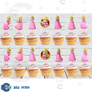12+2 pcs Princess Peach Super Mario Theme Cupcake topper for DIY Party Decorations party Supplies