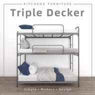 3V Triple Decker Bed Bunk Bed Double Decker Bed katil 3 tingkat Heavy Duty Metal Frame Hostel Bed - 